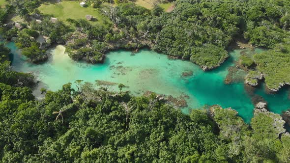 The Blue Lagoon from drone, Port Vila, Efate, Vanuatu