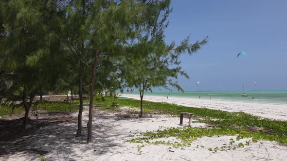 Zanzibar Tanzania  Kitesurfing Near the Shore Slow Motion