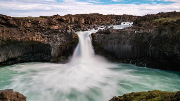 Time Lapse Footage of The Aldeyjarfoss Waterfall in North Iceland