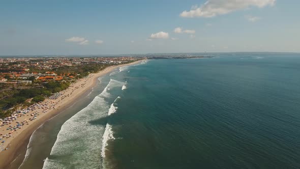 Aerial View Beautiful Beach, Bali, Kuta