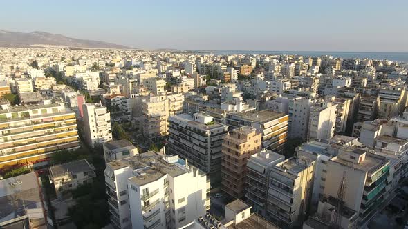 Over The Apartment Buildings Of Old Faliro Suburb In Athens