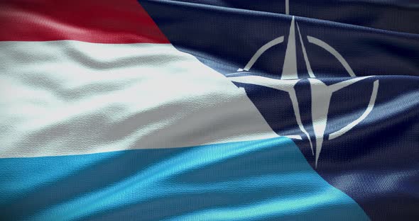 Luxembourg and NATO waving flag animation 4K