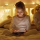 Girl Using Tablet on Bed - VideoHive Item for Sale