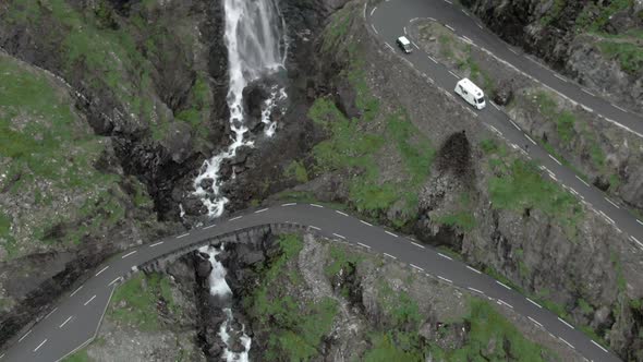 Aerial view of Trollstigen Road in Norway, Europe