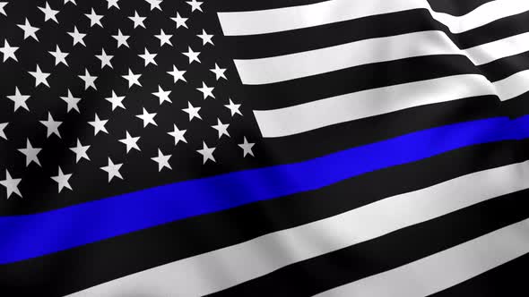 American Blue Line Police Flag - 4K