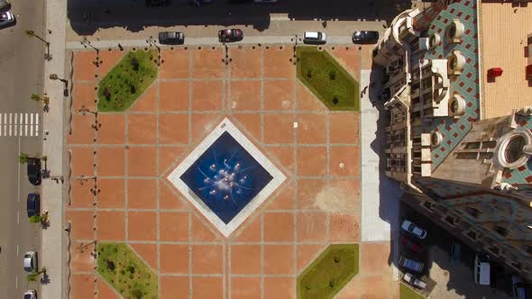 Fountain with Water Jets in Middle of Europe Square in Batumi Georgia, Landmark