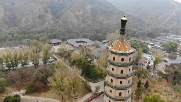 Aerial View of Tower Pavilion Inside the Imperial Summer Palace of The Mountain Resort in Chengde