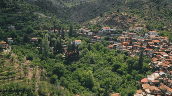 Aerial Panorama View of Highland Town Houses in Green Mountain Area of Troodos City