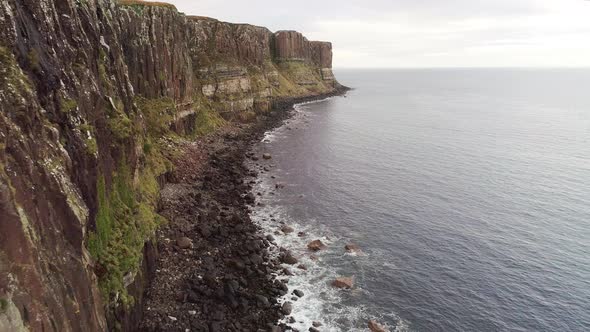 Pan Around From Neist Point to a Waterfall on the Cliffs of Skye