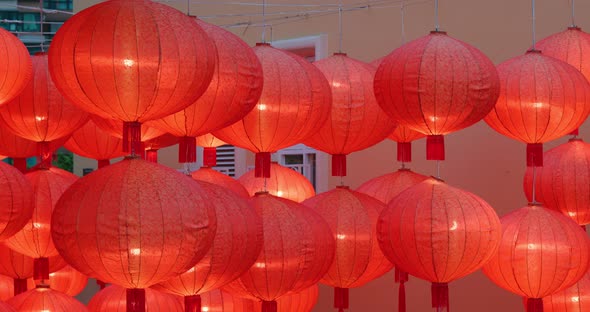 Traditional chinese lantern for mid autumn festival at night