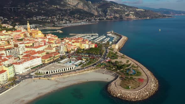 View on old part of Menton, France