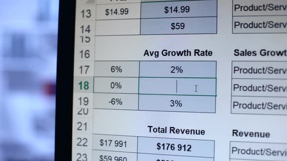 Person Writing Numbers to Average Growth Rate Table, Calculation, Bookkeeping