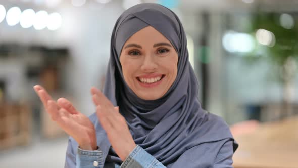 Appreciative Arab Woman Clapping, Cheering