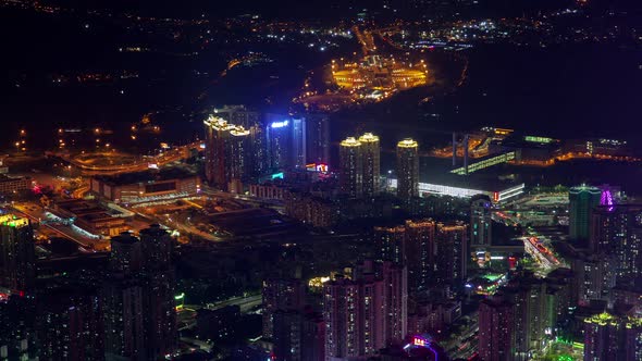 Timelapse Shenzhen Cityscape with Modern Buildings at Night