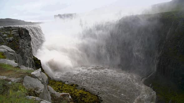 Dettifoss Waterfalls Aerial View Iceland