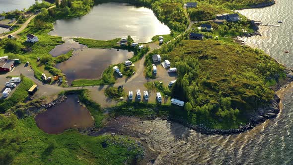 Beautiful Nature Norway Aerial View of the Campsite To Relax