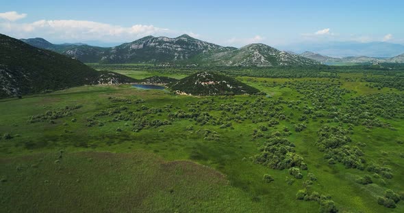 Aerial View of the Landscape of Lake Skadar in Montenegro