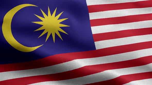 Malaysia Flag Seamless Closeup Waving Animation