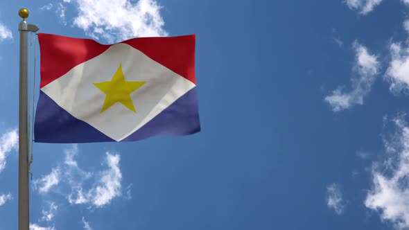 Saba Flag (Netherlands) On Flagpole