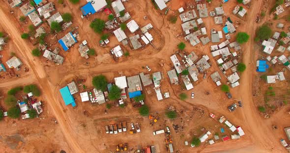 A Bird's-eye View Taken Over a City with Ruined Houses in Namibia, Africa