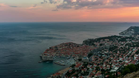 Aerial View Time Lapse of Dubrovnik Croatia