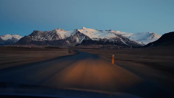 Road Cinematic Driving Light Evening Nature Mountains