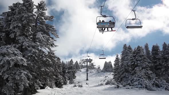 Snowy Forest And Ski Lift