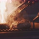 Close up of professional chef using fire grill to cook meat - VideoHive Item for Sale
