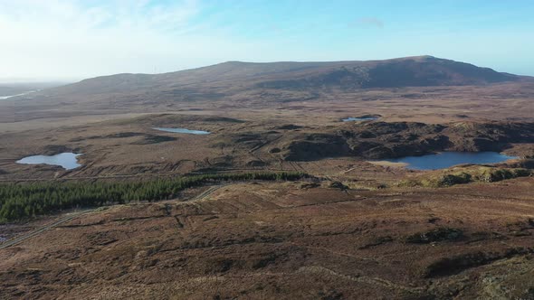 Flying Towards Beltany Mountain Next To Mount Errigal, the Highest Mountain in Donegal - Ireland