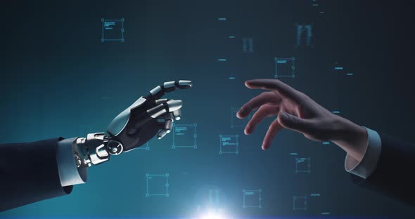 Human and Robotic Hands Reaching to Each Other