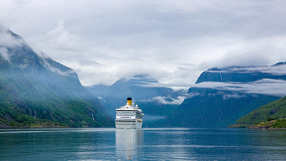 Cruise Liners On Hardanger Fjorden