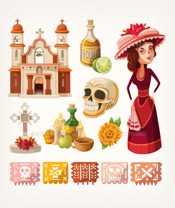 Set of Items for Day of the Dead