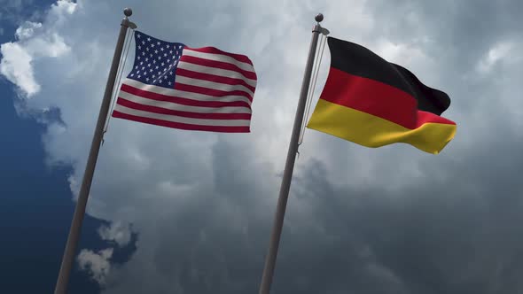 Waving Flags Of The United States And Germany 2K