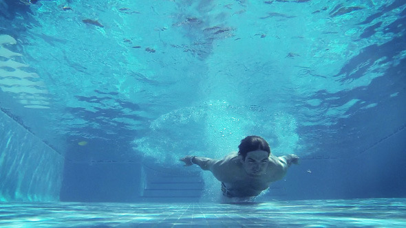Underwater Diving Into Swimming Pool