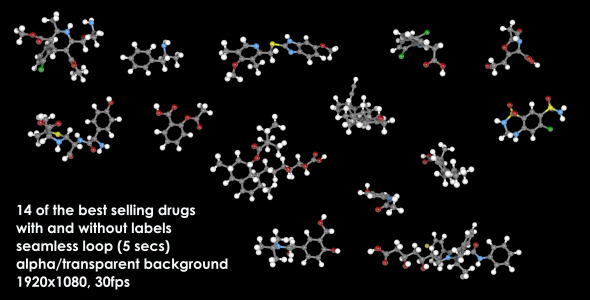 Pharmaceutical Drug Bundle - Rotating Molecules