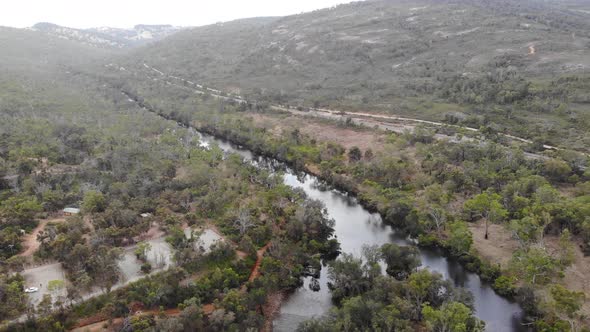 Aerial View of a Forest River in Australia