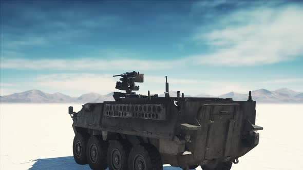 Military Tank in the White Desert