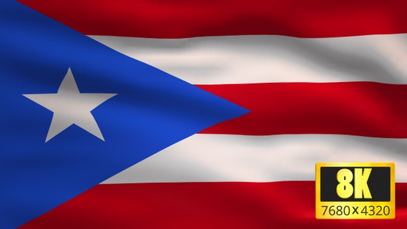 8K Puerto Rico Windy Flag Background