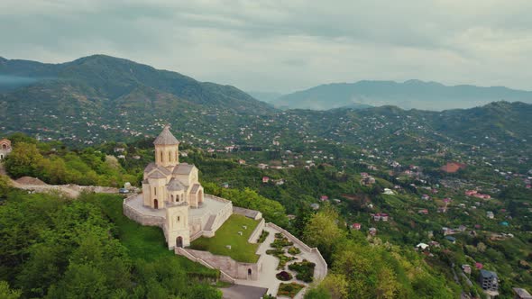 Awesome Aerial Shot of Sameba Holy Trinity Cathedral Church Green and Magnificent Landscape