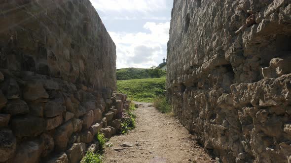 Alley between stone walls