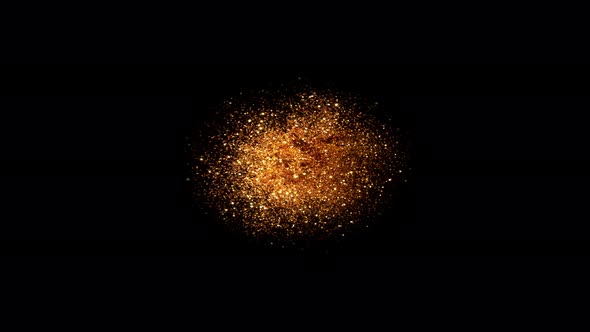 Super Slow Motion Shot of Round Golden Glittering Explosion Isolated on Black at 1000Fps