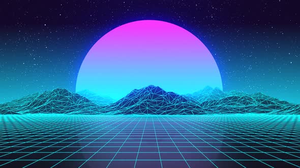 Synthwave Landscape Looped VJ 