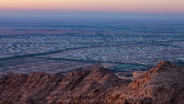Jebel Hafeet Al Ain Skyline Sunset Timelapse