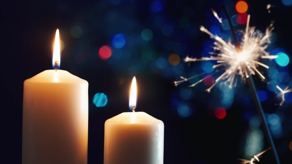 Christmas Candles, Lit Sparkler