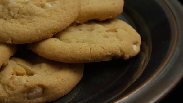 Cinematic, Rotating Shot of Cookies on a Plate 