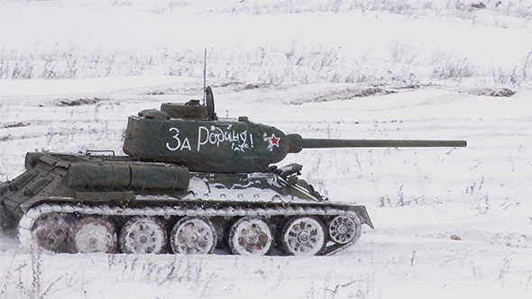 Legendary Russian Tanks T34 in Snowy Weather alt
