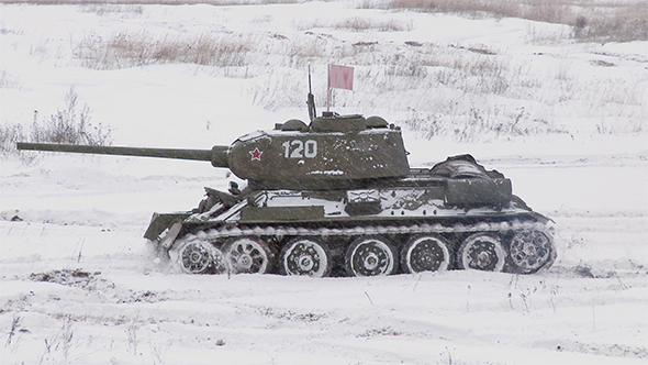 Russian Tank T34 In Winter