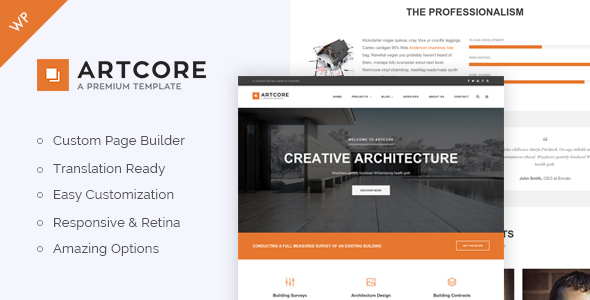 Artcore - Motyw WordPress dotyczący architektury budynku