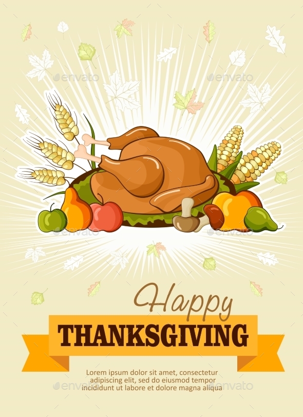 Thanksgiving Day. Greeting Card. Vector Poster