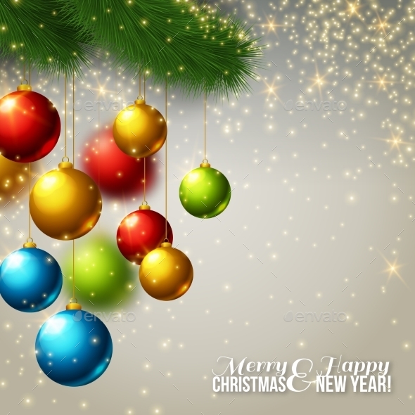 Christmas Background With Colorful Balls.